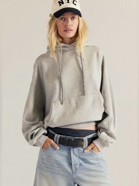 NWT FREE PEOPLE WE THE FREE OF A FEATHER HOODIE HEATHER GREY